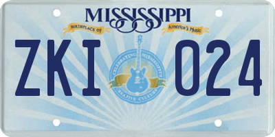 MS license plate ZKI024