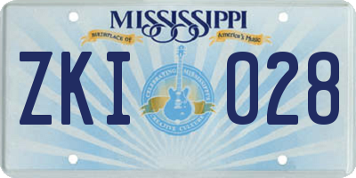 MS license plate ZKI028