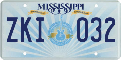 MS license plate ZKI032