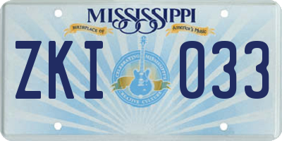 MS license plate ZKI033