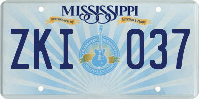 MS license plate ZKI037