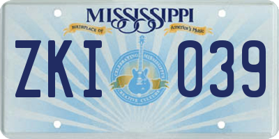 MS license plate ZKI039
