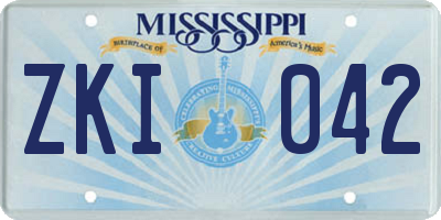 MS license plate ZKI042