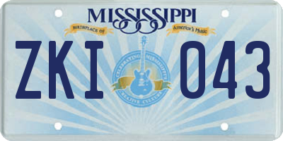 MS license plate ZKI043