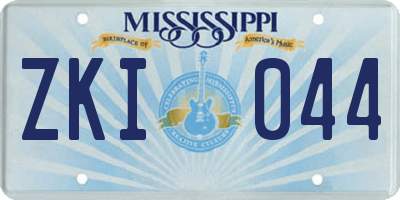 MS license plate ZKI044