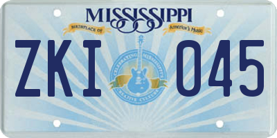 MS license plate ZKI045