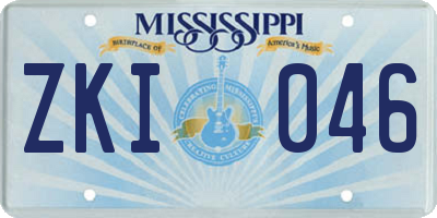 MS license plate ZKI046