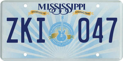 MS license plate ZKI047