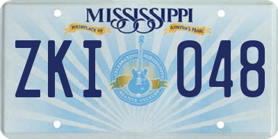 MS license plate ZKI048