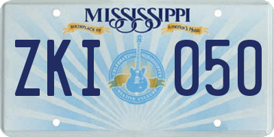 MS license plate ZKI050