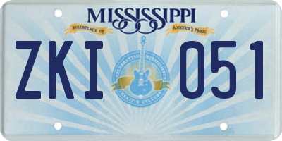 MS license plate ZKI051