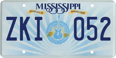MS license plate ZKI052