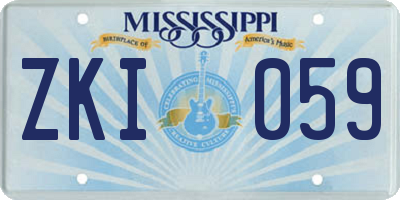 MS license plate ZKI059