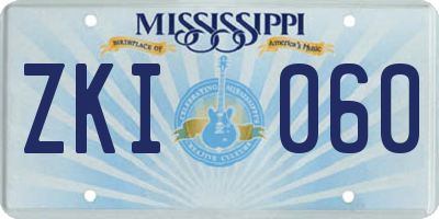 MS license plate ZKI060