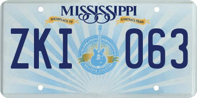MS license plate ZKI063