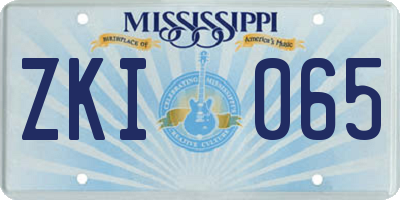MS license plate ZKI065