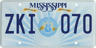 MS license plate ZKI070