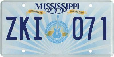 MS license plate ZKI071