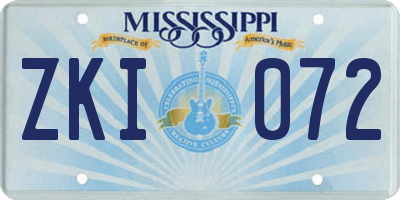 MS license plate ZKI072