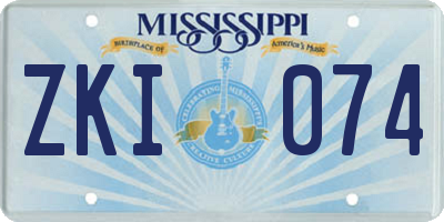 MS license plate ZKI074