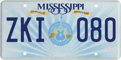 MS license plate ZKI080