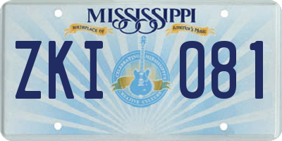 MS license plate ZKI081