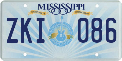 MS license plate ZKI086