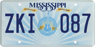 MS license plate ZKI087