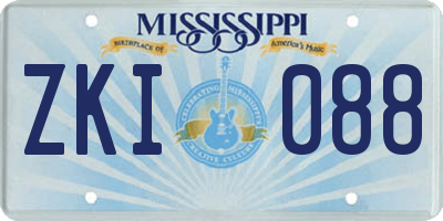 MS license plate ZKI088