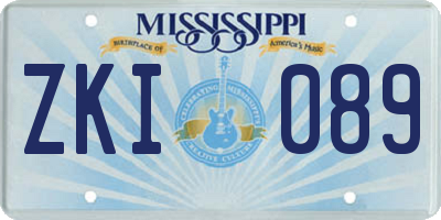 MS license plate ZKI089