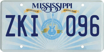 MS license plate ZKI096