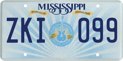 MS license plate ZKI099