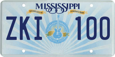 MS license plate ZKI100