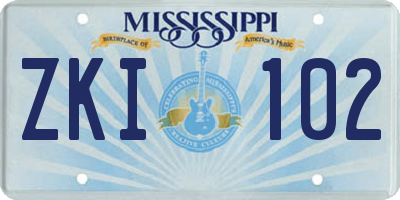 MS license plate ZKI102