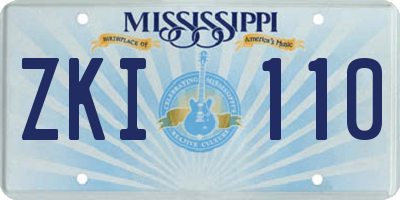 MS license plate ZKI110