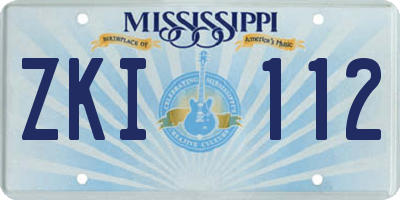 MS license plate ZKI112