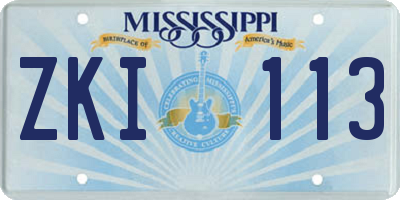 MS license plate ZKI113