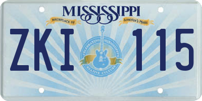 MS license plate ZKI115