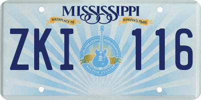 MS license plate ZKI116
