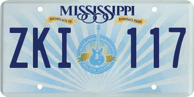MS license plate ZKI117
