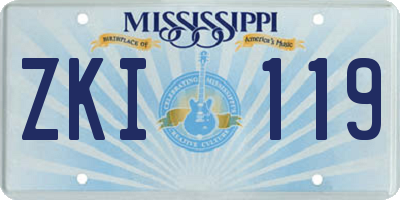 MS license plate ZKI119