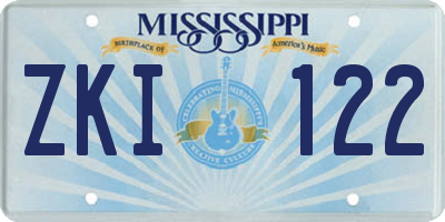 MS license plate ZKI122