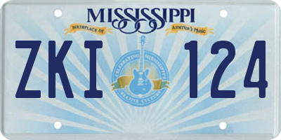 MS license plate ZKI124