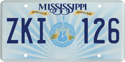 MS license plate ZKI126