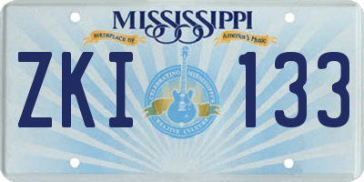 MS license plate ZKI133