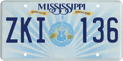 MS license plate ZKI136