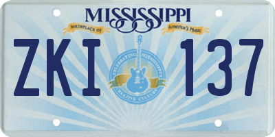 MS license plate ZKI137