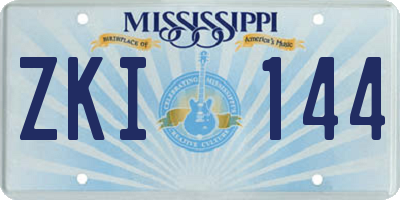 MS license plate ZKI144