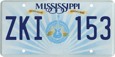 MS license plate ZKI153