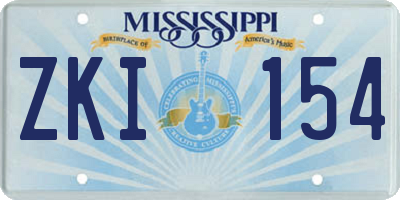 MS license plate ZKI154